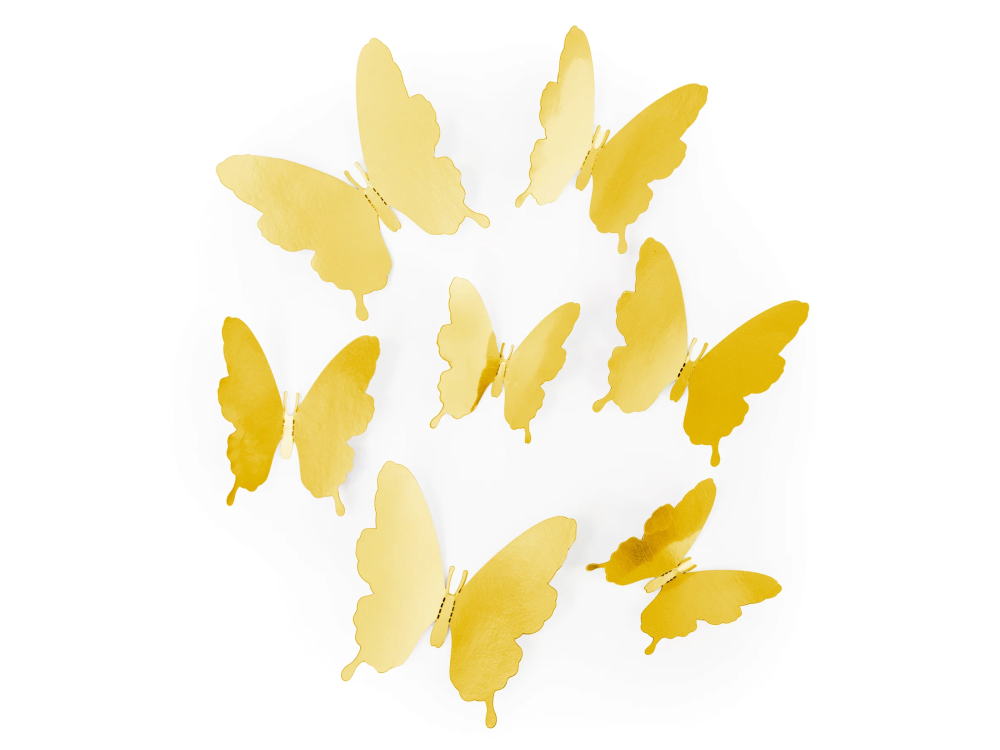 3D Decorative Butterflies gold - 12 pcs.