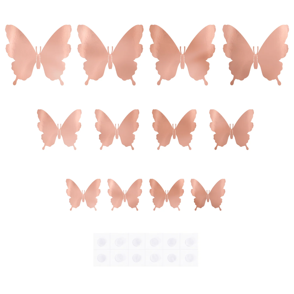 3D Decorative Butterflies rose gold - 12 pcs.