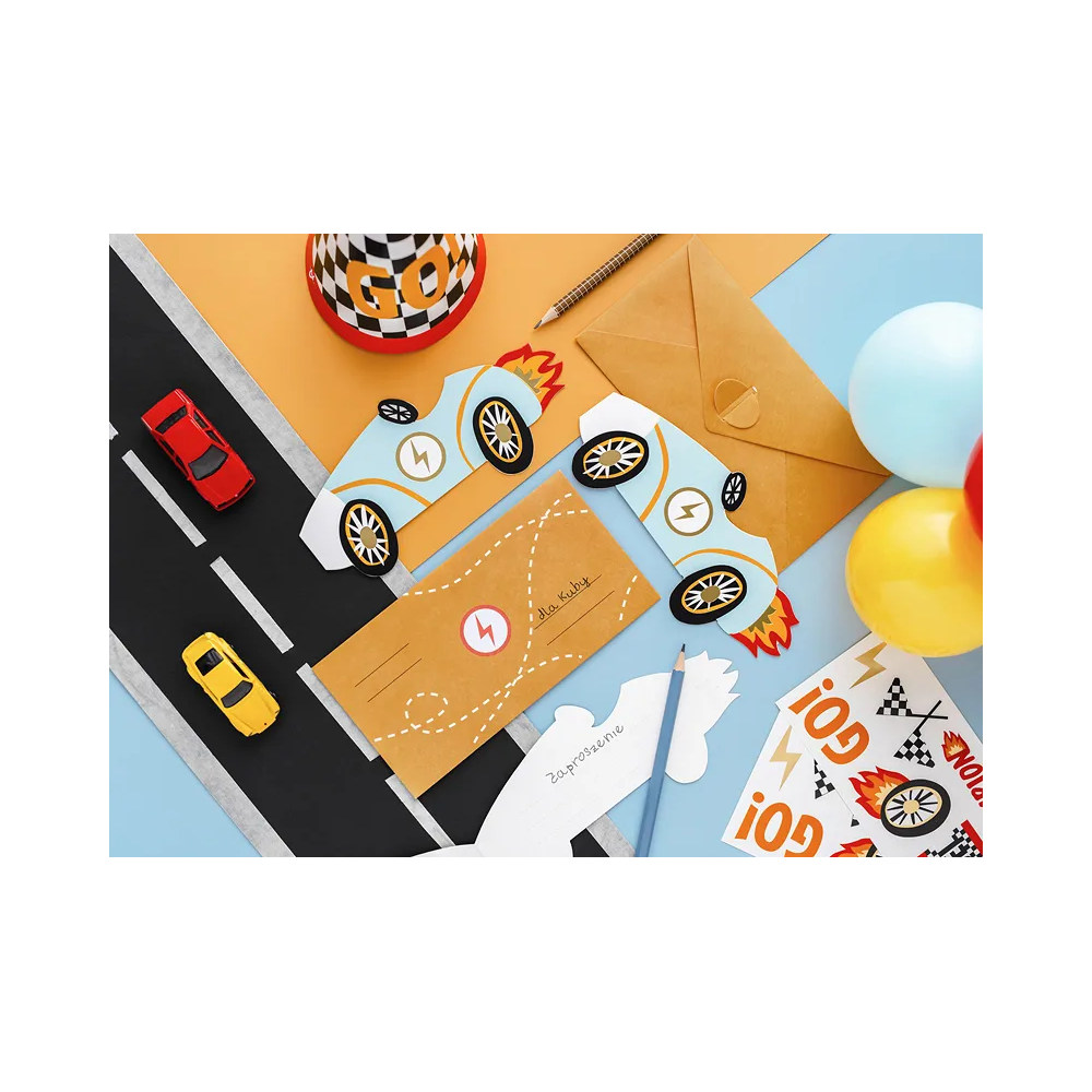 Party invitations Cars - PartyDeco - 6 pcs.