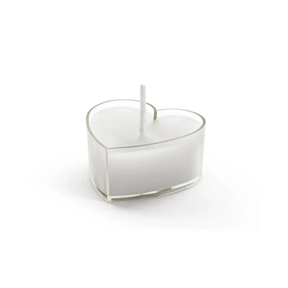 Decorative tealight candles Hearts - PartyDeco - white, 10 pcs.