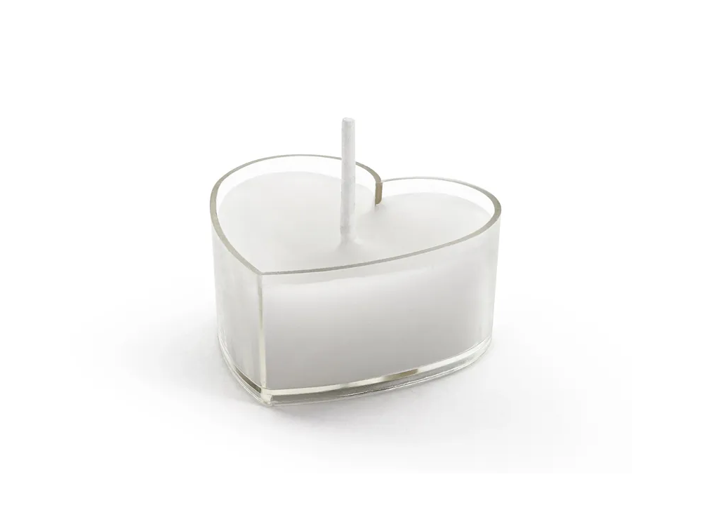Decorative tealight candles Hearts - PartyDeco - white, 10 pcs.