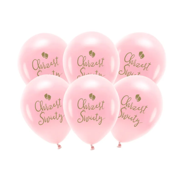Eco Latex balloons Chrzest Święty - PartyDeco - pink, 33 cm, 6 pcs.
