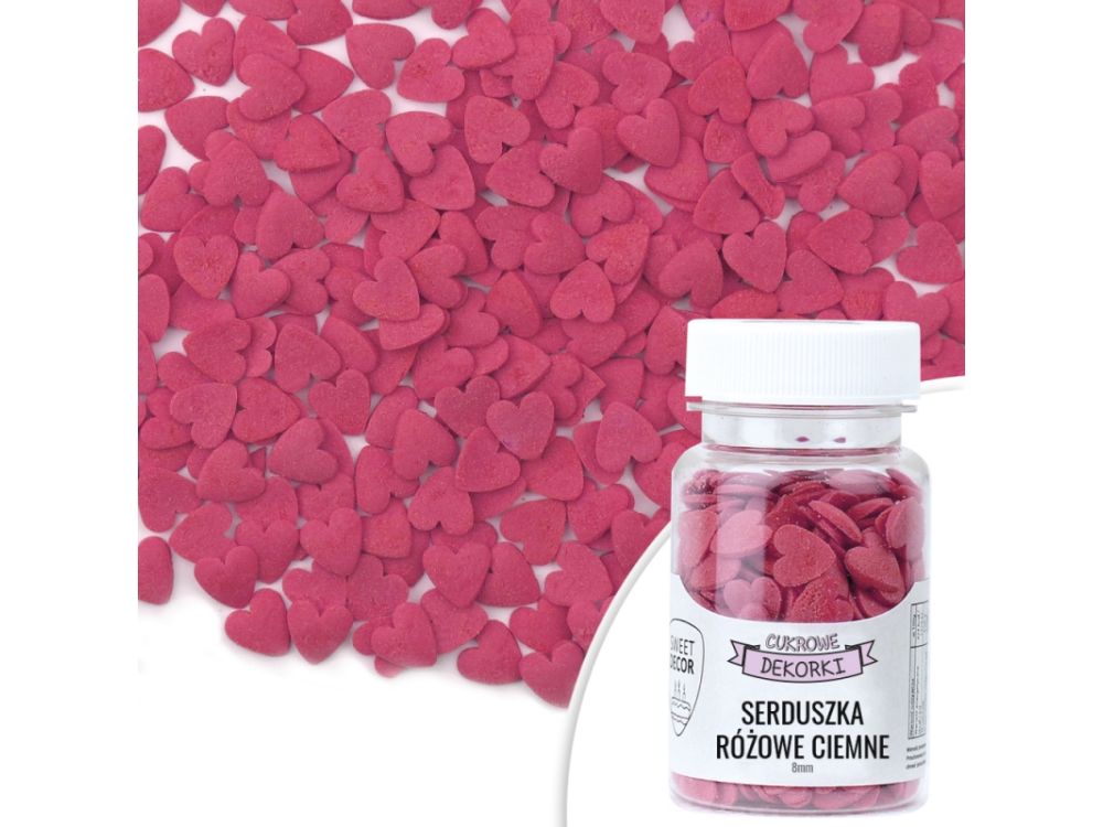 Sugar sprinkles dark pink hearts - 30 g