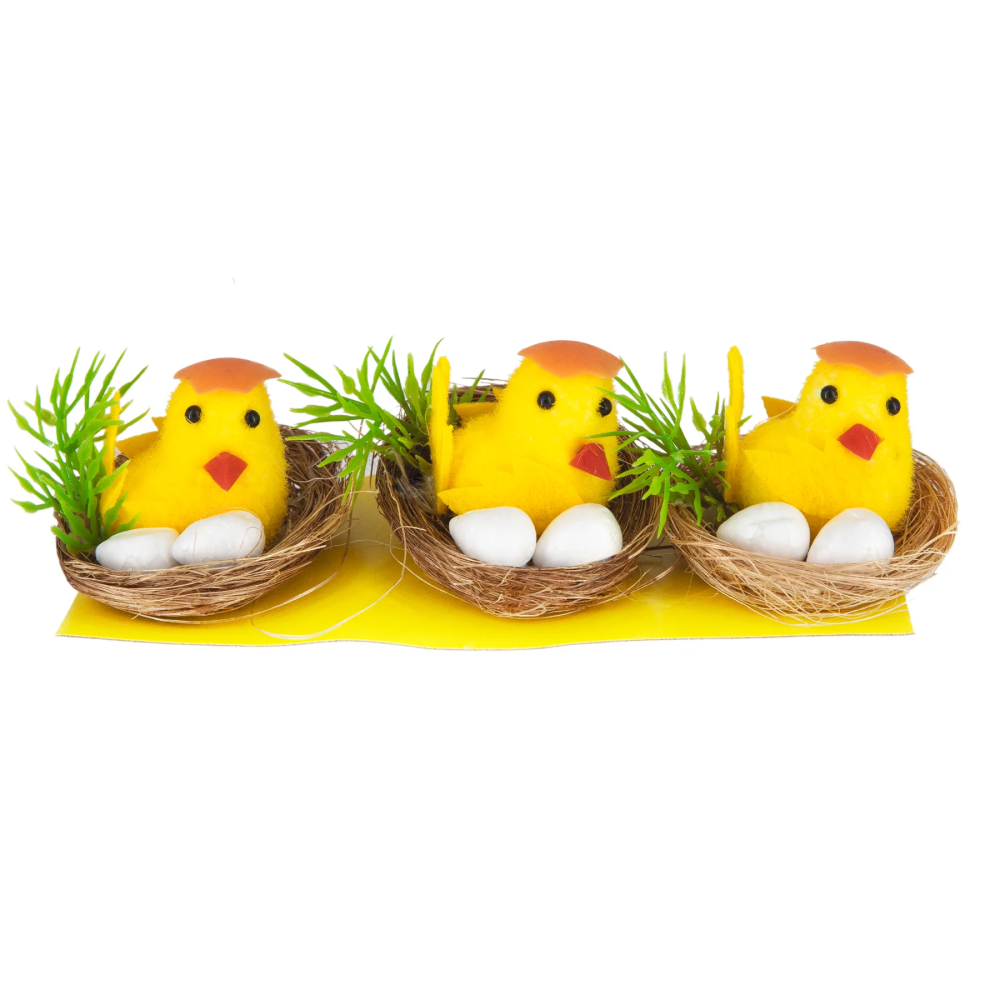 Easter decoration - Chicken in nests, 3 pcs.