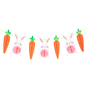 Decorative Easter garland - Bunnies & Carrots, 100 cm