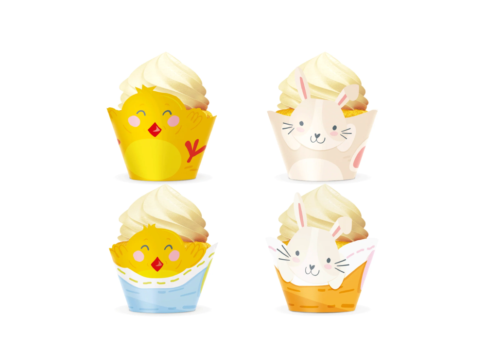Easter muffin wrappers - Bunnies & Chicks, 4 pcs.