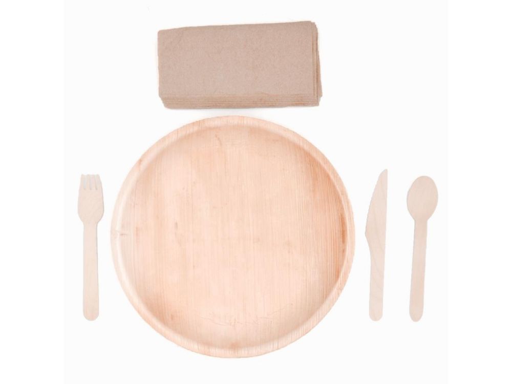 Ecological set - Vilde - plates, cutlery, napkins, 30 pcs.