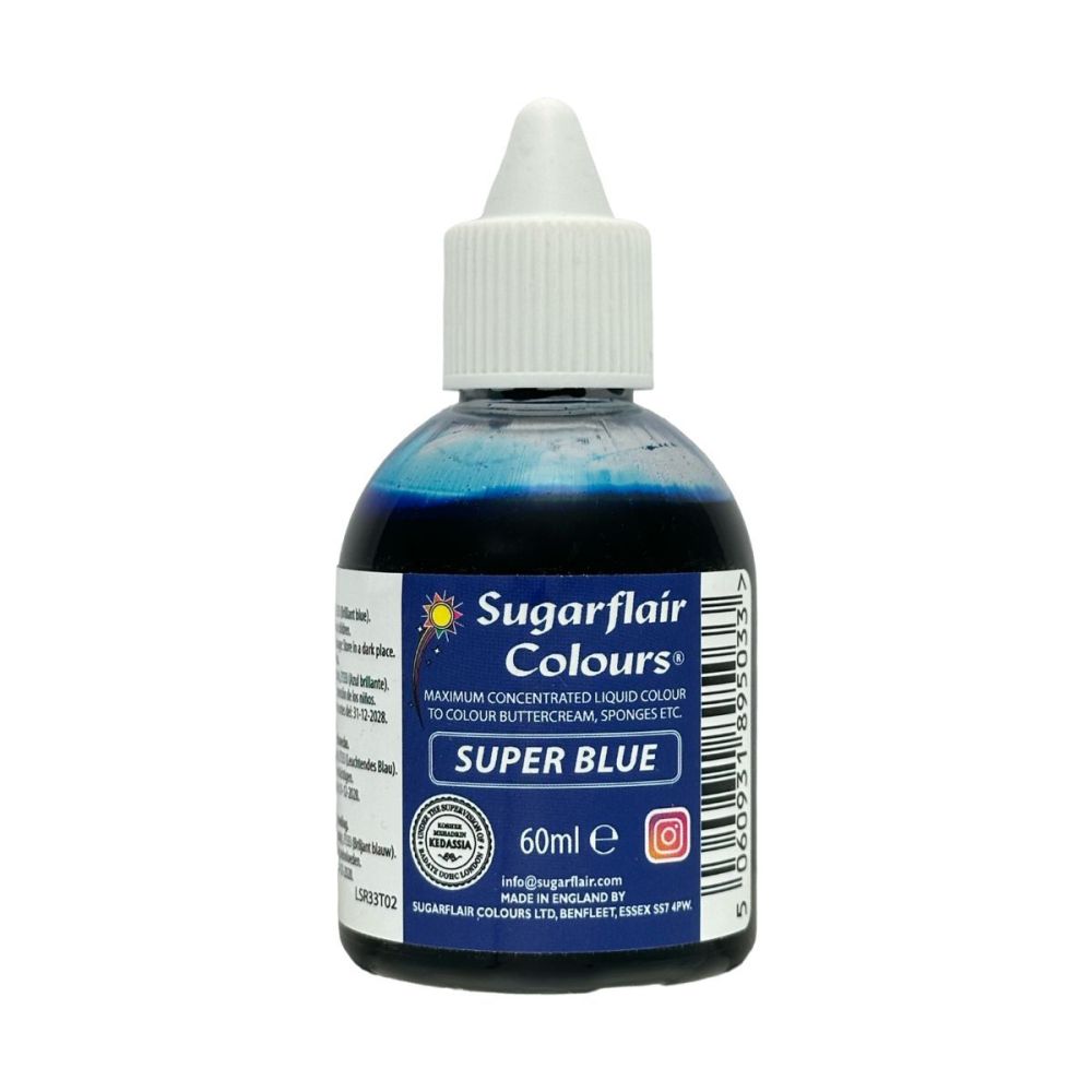 Barwnik w płynie Super Blue - Sugarflair - niebieski, 60 ml
