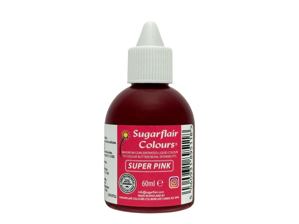 Barwnik w płynie Super Pink - Sugarflair - różowy, 60 ml