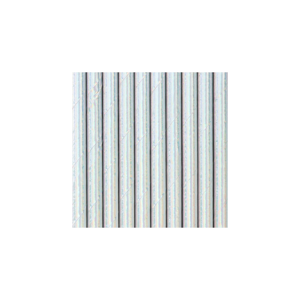Paper straws - silver opalescent, 19.5 cm, 10 pcs.