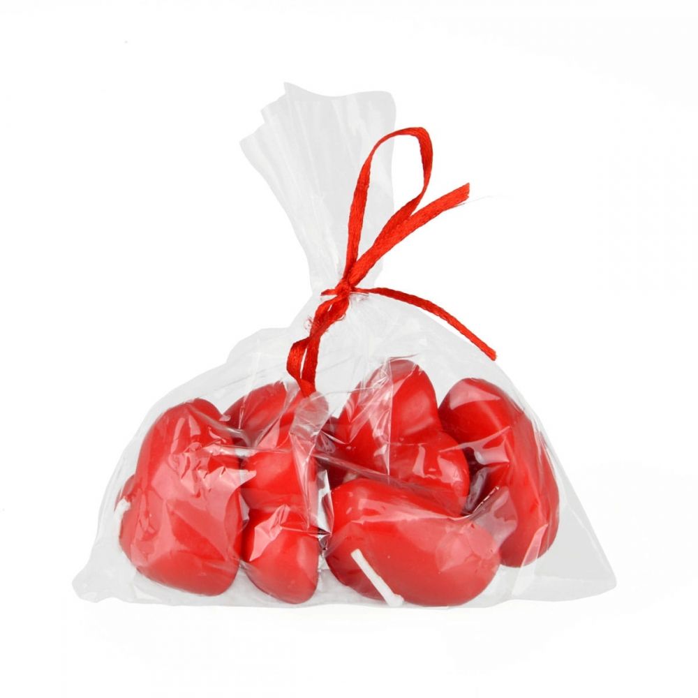 Decorative floating candles Hearts - red, 6 pcs.