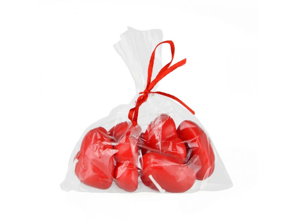 Decorative floating candles Hearts - red, 6 pcs.