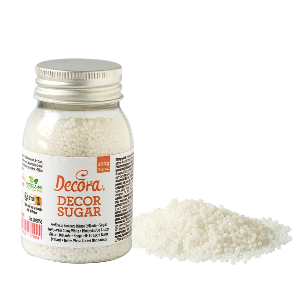 Sugar sprinkles mini pearls - Decora - white, 100 g
