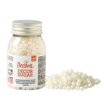 Posypka cukrowa perełki - Decora - białe, 100 g