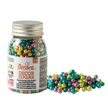 Sugar sprinkles pearls - Decora - mix, 100 g