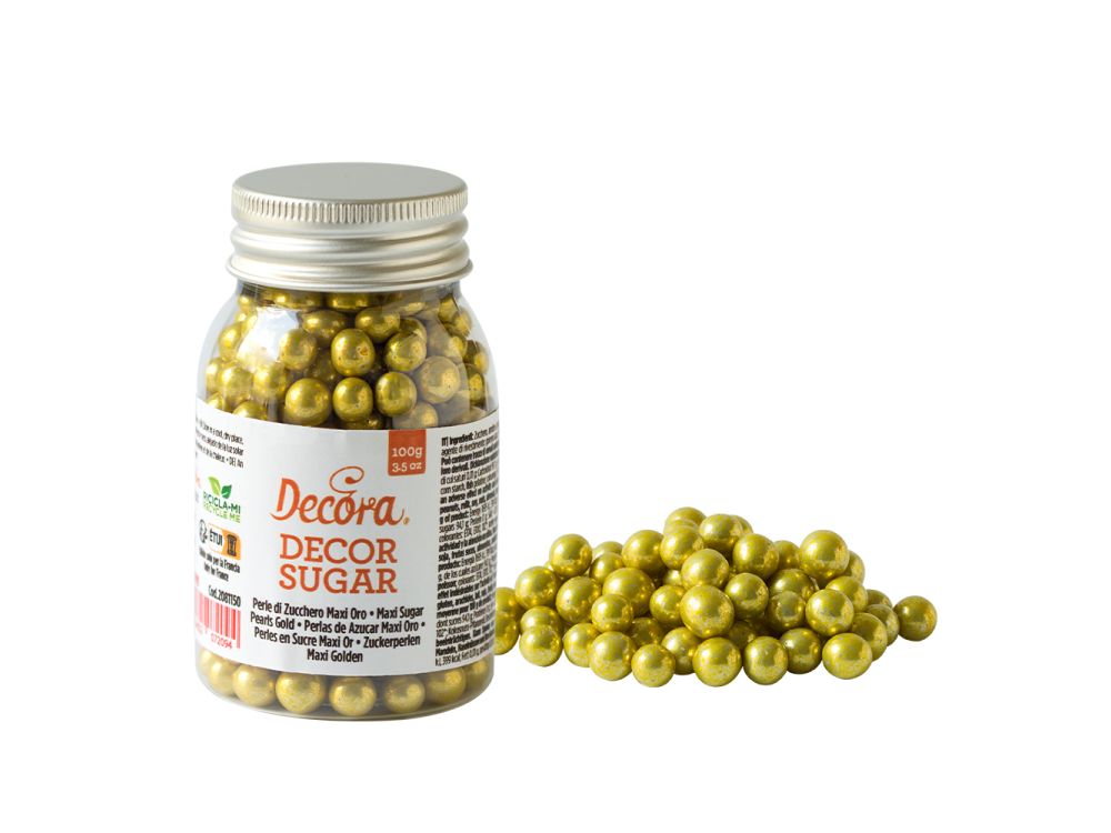 Sugar sprinkles pearls - Decora - gold, 100 g
