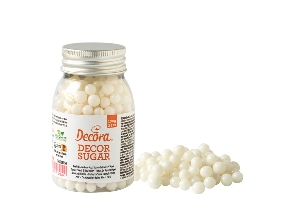 Posypka cukrowa perły - Decora - białe, 100 g