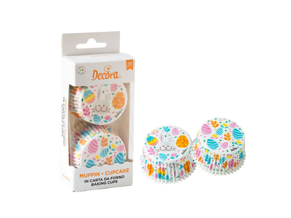 Papilotki wielkanocne na muffinki Easter Eggs - Decora - 50 x 32 mm, 36 szt.