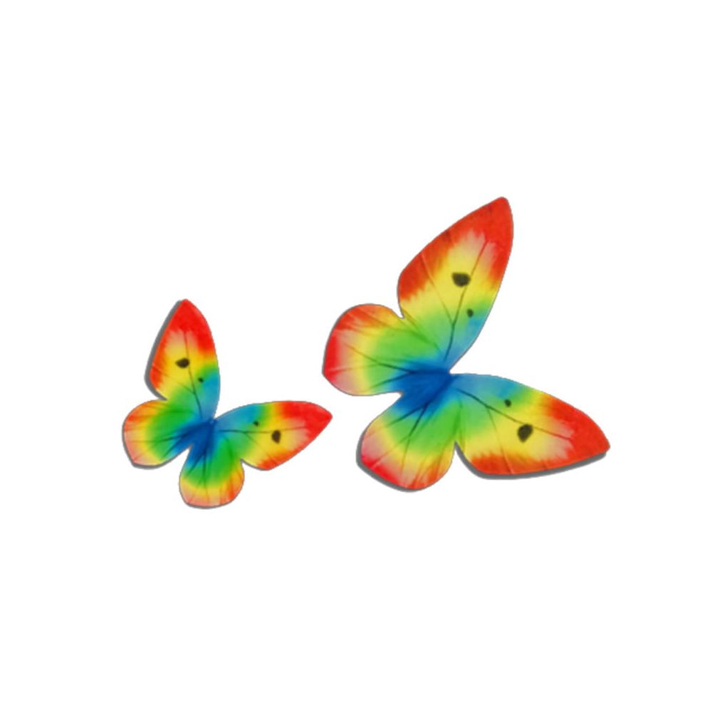 Wafer butterflies - Rose Decor - 3D, rainbow, 8 pcs.