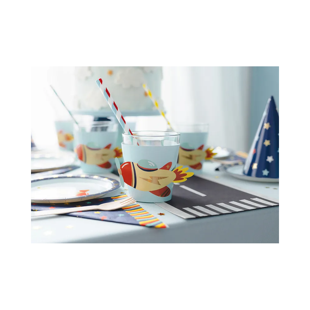 Adjustable cup sleeves Plane - PartyDeco - 6 pcs.