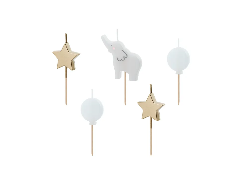 Birthday candles Elephant - PartyDeco - 5 pcs.