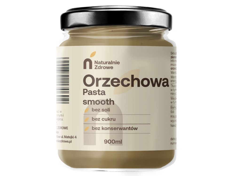 Pasta orzechowa Smooth - Naturalnie Zdrowe - 900 ml