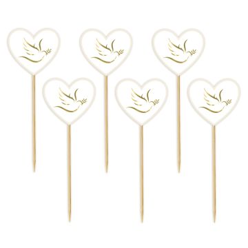 Communion muffin toppers Heart with dove - GoDan - 6 pcs.