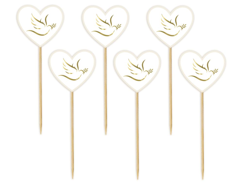 Communion muffin toppers Heart with dove - GoDan - 6 pcs.