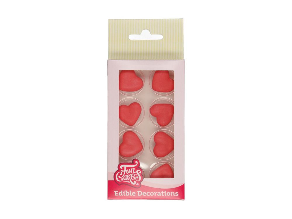 Sugar decorations Heart - FunCakes - red, 8 pcs.