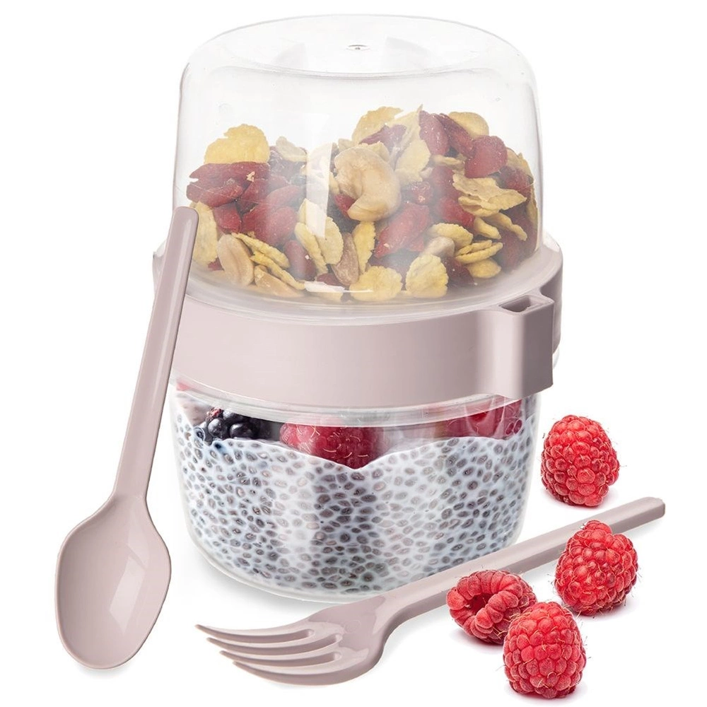 Pojemnik na jogurt z łyżeczką i widelcem - Orion - 370 ml