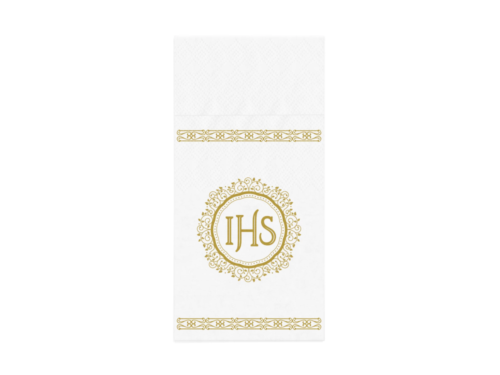 Cutlery pockets IHS - white and gold 16 pcs