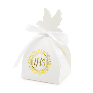 Communion gift boxes IHS - white and gold, 6 pcs.