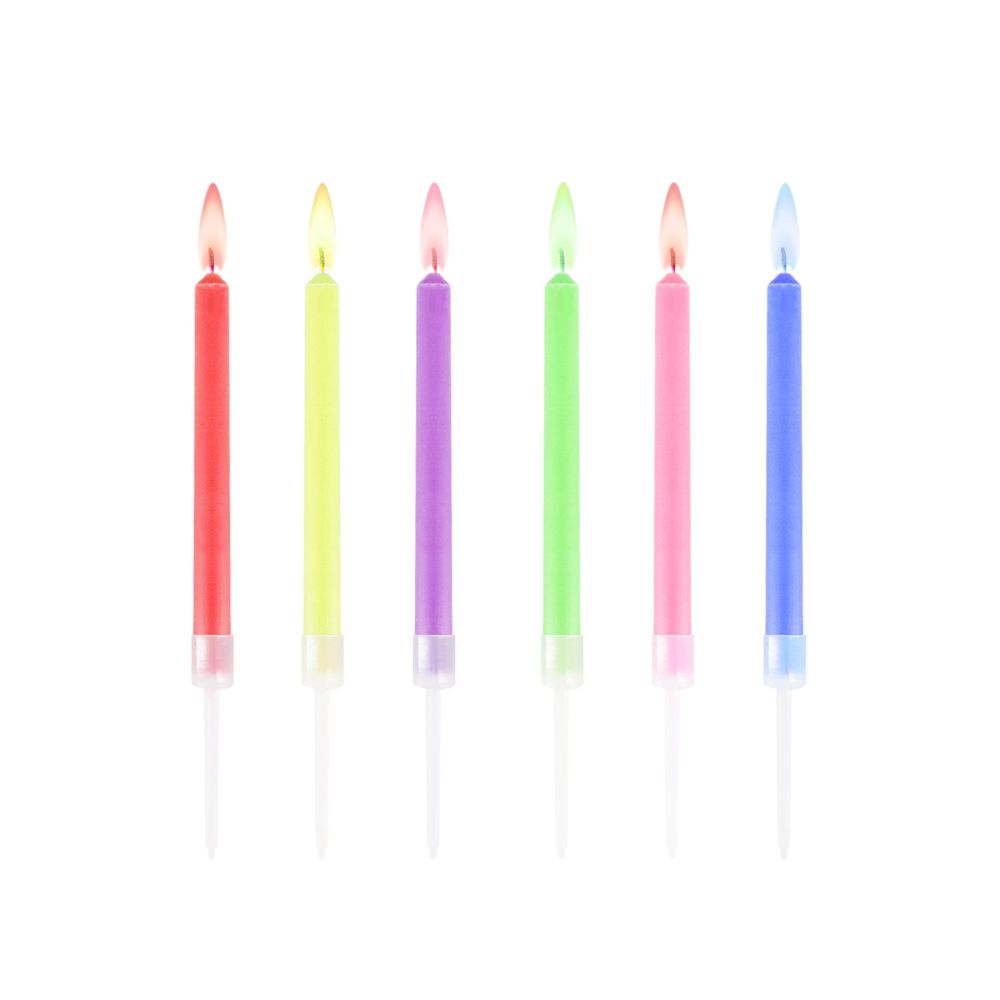 Birthday candles - colorful flames, 6 pcs.
