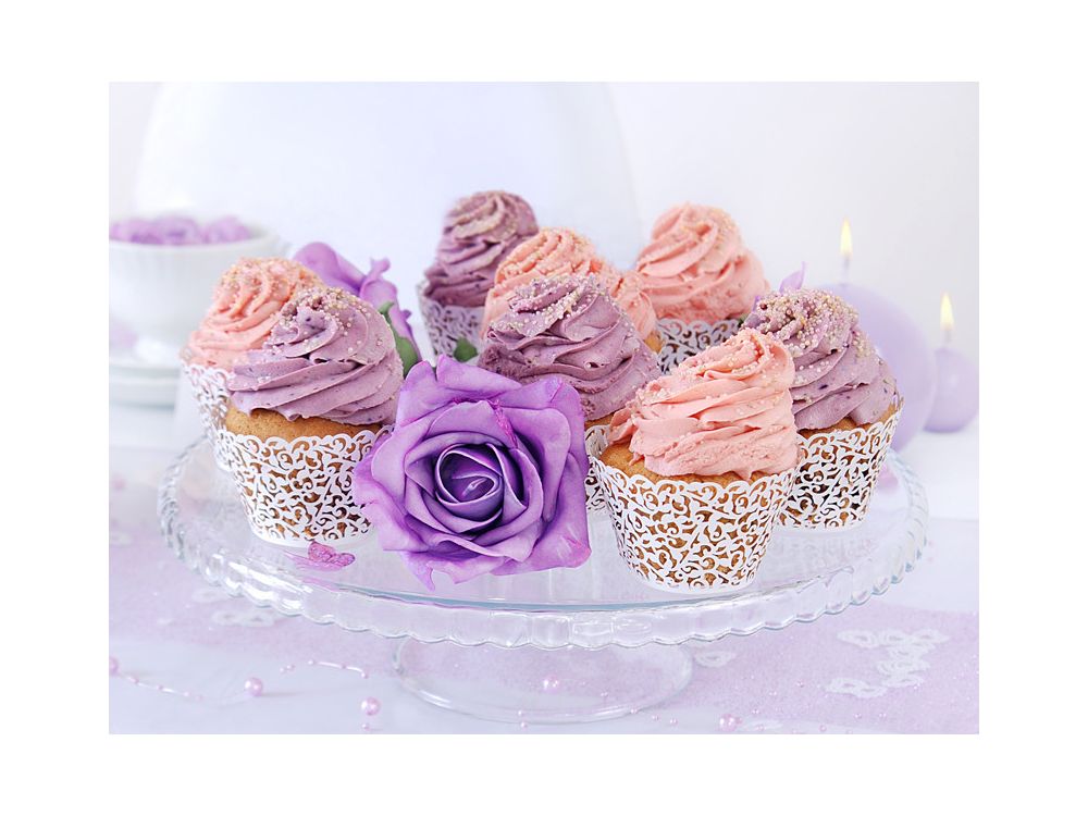 Cupcake wrappers - PartyDeco - white, 10 pcs.