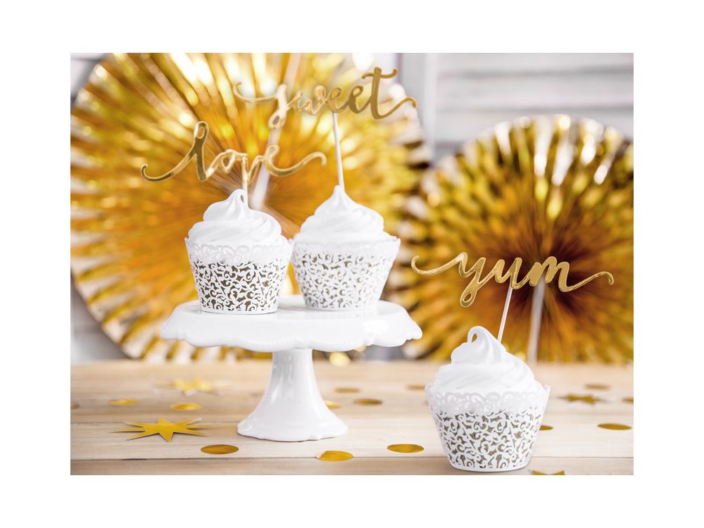 Cupcake wrappers - PartyDeco - white, 10 pcs.