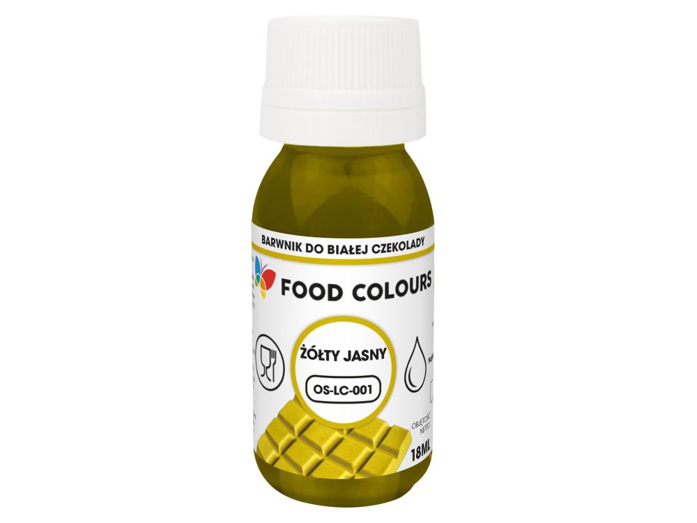 Barwnik spożywczy do białej czekolady - Food Colours - żółty jasny, 18 ml
