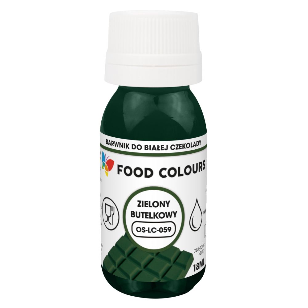 Barwnik spożywczy do białej czekolady - Food Colours - zielony butelkowy, 18 ml