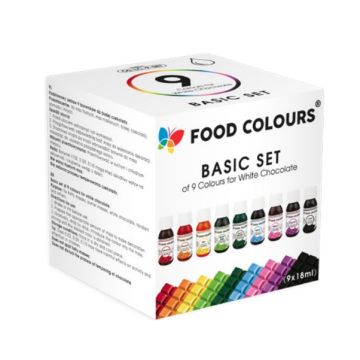 Zestaw barwników spożywczych do białej czekolady - Food Colours - 9 szt.