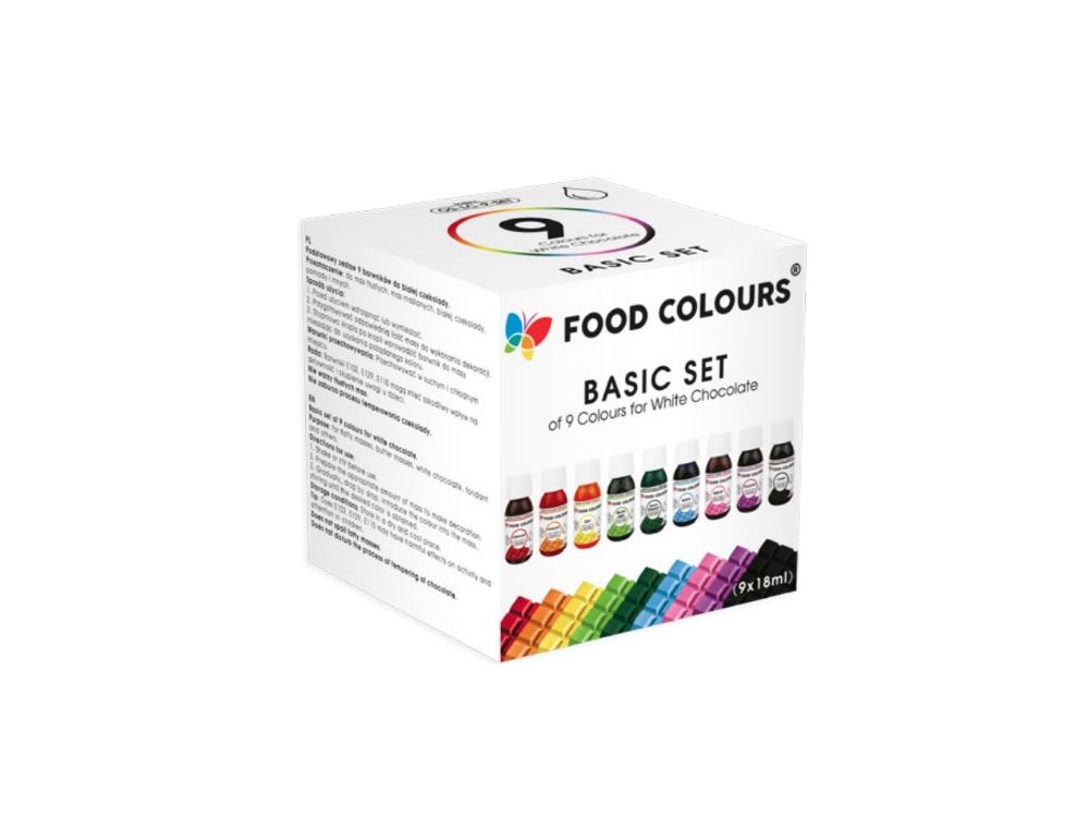 Zestaw barwników spożywczych do białej czekolady - Food Colours - 9 szt.