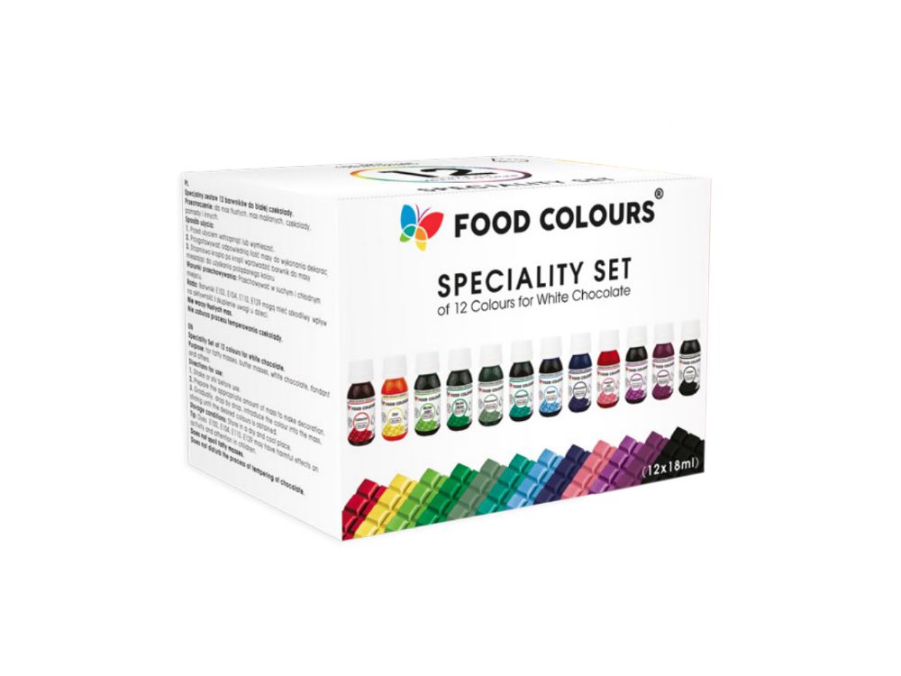 Zestaw barwników spożywczych do białej czekolady - Food Colours - 12 szt.