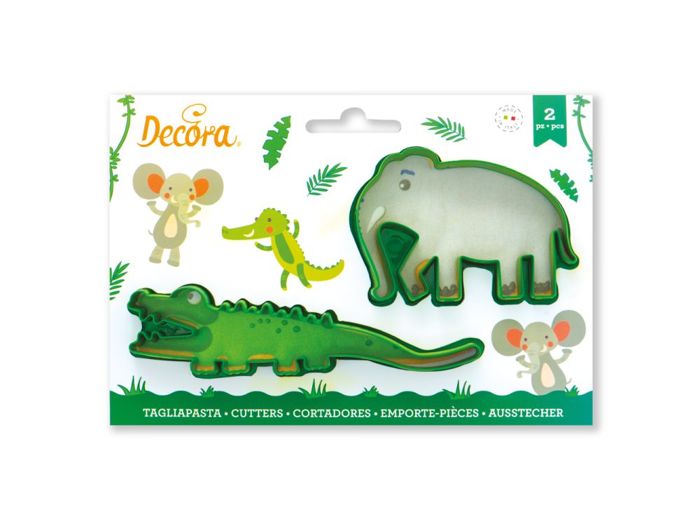 Foremki wykrawacze do ciastek - Decora - Crocodile and Elephant, 2 szt.