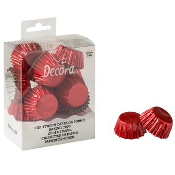 Mini papilotki na muffinki - Decora - Metallic Red, 27 x 17 mm, 180 szt.