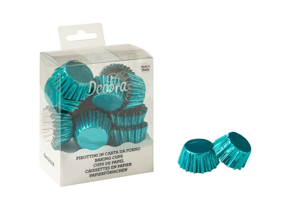 Mini papilotki na muffinki - Decora - Metallic Sky, 27 x 17 mm, 180 szt.