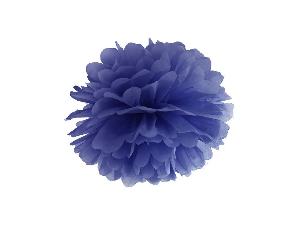 Tissue paper pompom decoration - PartyDeco - navy blue, 25 cm