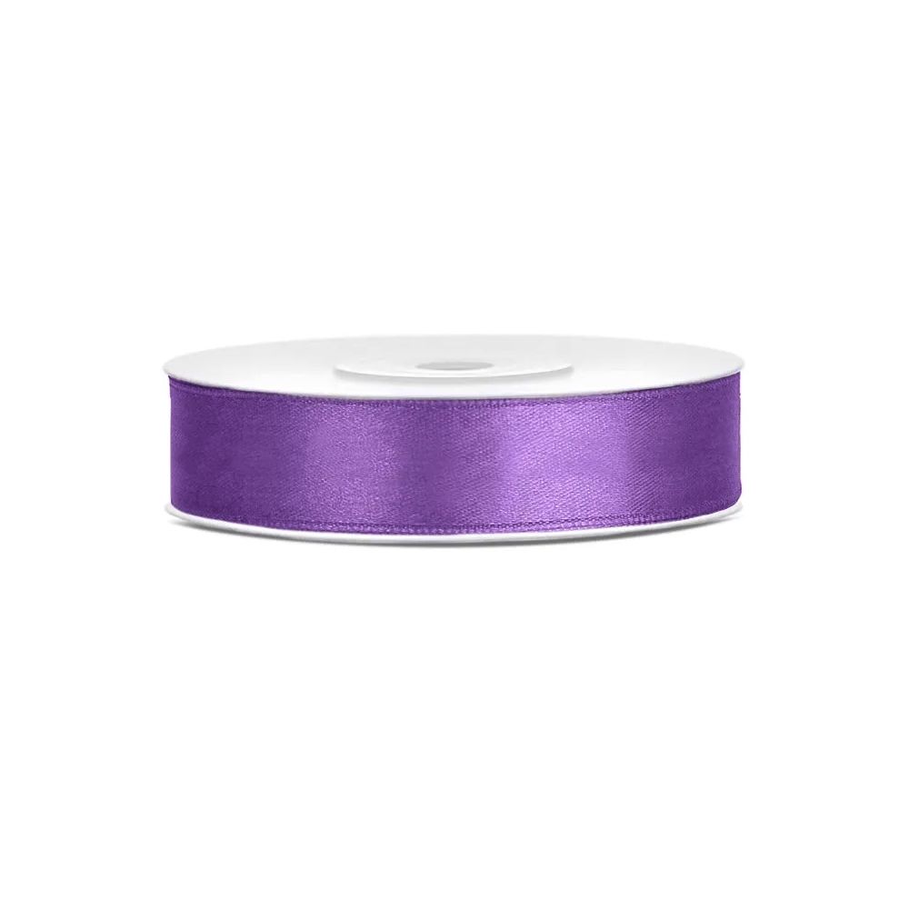 Satin ribbon - PartyDeco - lavender, 12 mm x 25 m