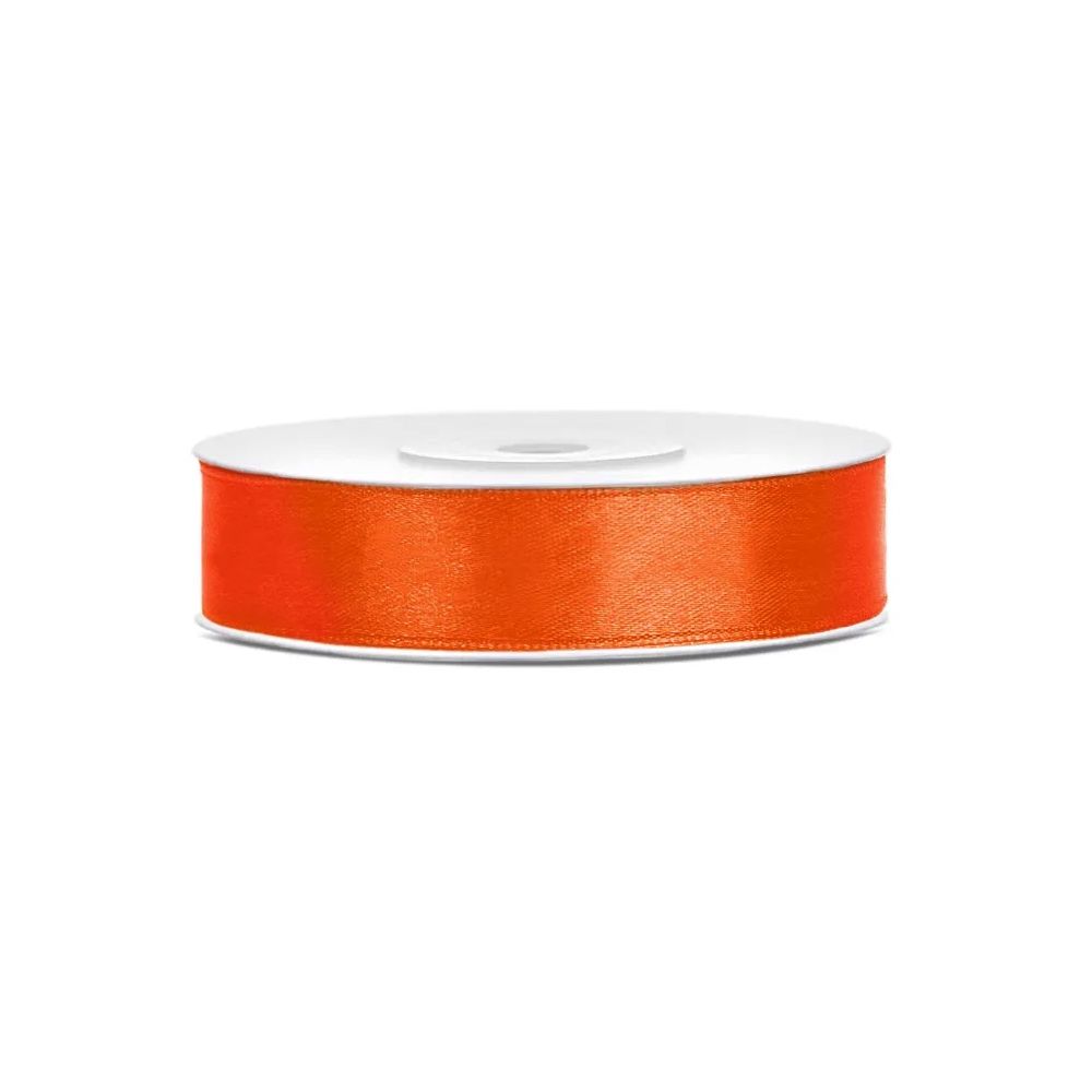 Satin ribbon - PartyDeco - orange, 12 mm x 25 m