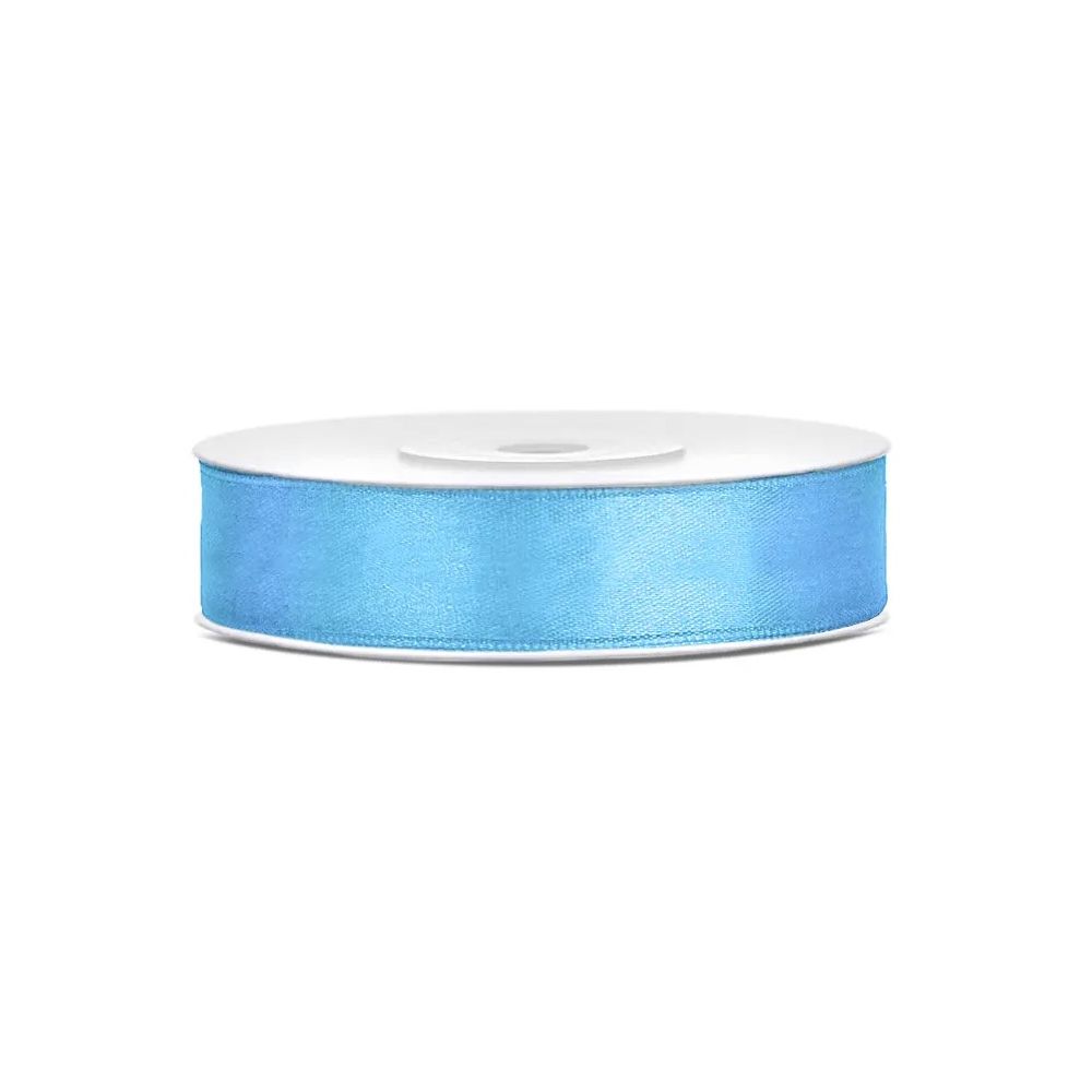 Satin ribbon - PartyDeco - light blue, 12 mm x 25 m