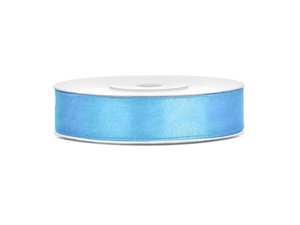 Satin ribbon - PartyDeco - light blue, 12 mm x 25 m