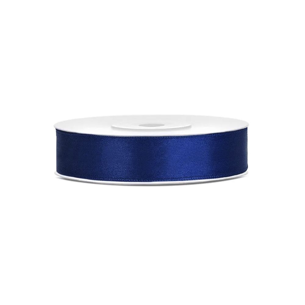 Satin ribbon - PartyDeco - navy blue, 12 mm x 25 m