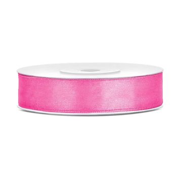 Satin ribbon - PartyDeco - pink, 12 mm x 25 m